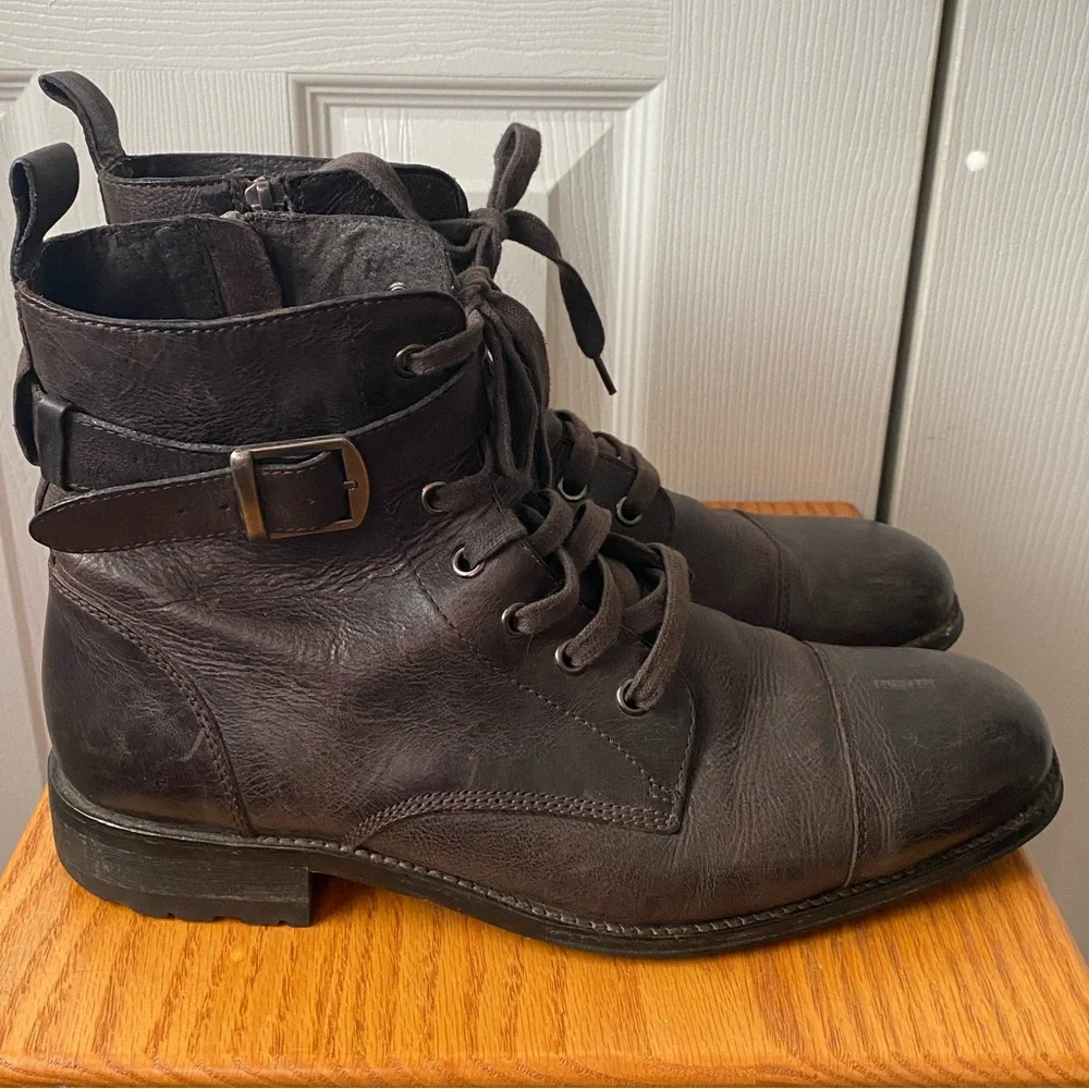BANANA REPUBLIC Broderick Dark Brown Side Zip Buckle Cap Toe Lace Up Chukka 8‎
